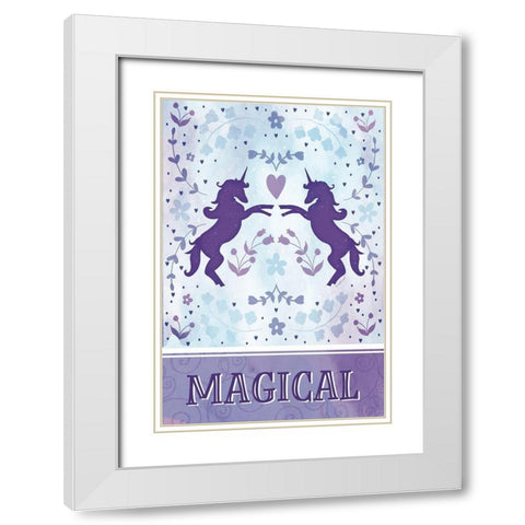 Watercolor Unicorn IV White Modern Wood Framed Art Print with Double Matting by Pugh, Jennifer