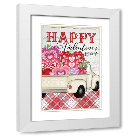 Happy Valentines Day White Modern Wood Framed Art Print with Double Matting by Pugh, Jennifer