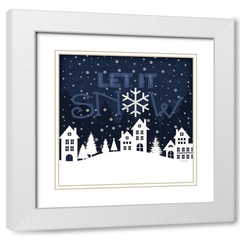 Let It Snow White Modern Wood Framed Art Print with Double Matting by Pugh, Jennifer