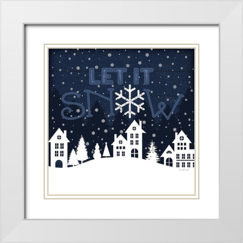 Let It Snow White Modern Wood Framed Art Print with Double Matting by Pugh, Jennifer