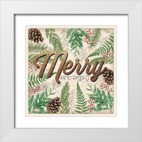 Merry and Bright White Modern Wood Framed Art Print with Double Matting by Pugh, Jennifer