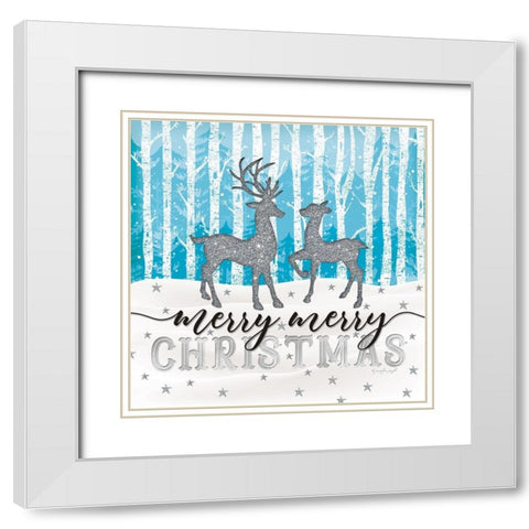 Merry Merry Christmas White Modern Wood Framed Art Print with Double Matting by Pugh, Jennifer