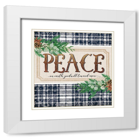 Peace White Modern Wood Framed Art Print with Double Matting by Pugh, Jennifer