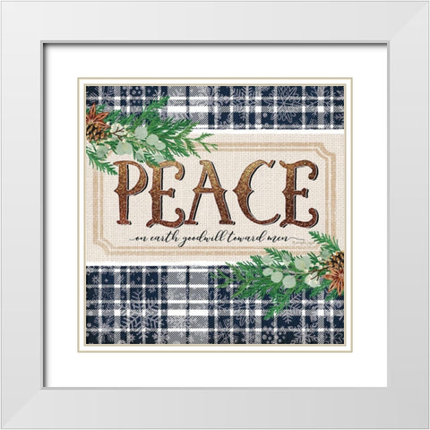 Peace White Modern Wood Framed Art Print with Double Matting by Pugh, Jennifer