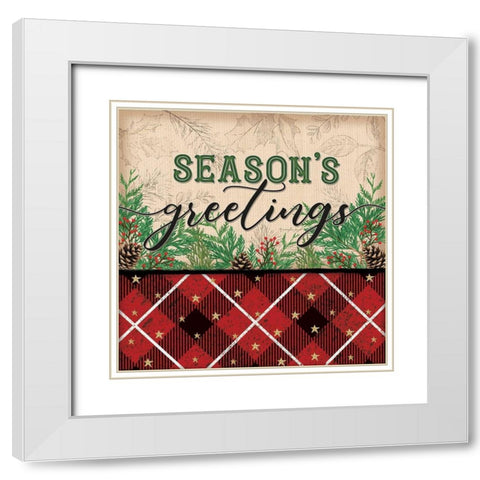 Seasons Greetings White Modern Wood Framed Art Print with Double Matting by Pugh, Jennifer