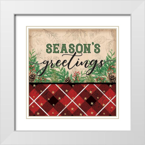 Seasons Greetings White Modern Wood Framed Art Print with Double Matting by Pugh, Jennifer