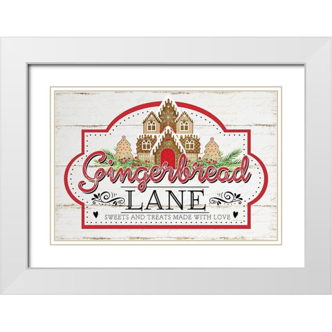 Gingerbread Lane White Modern Wood Framed Art Print with Double Matting by Pugh, Jennifer