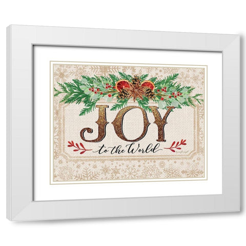 Joy to the World White Modern Wood Framed Art Print with Double Matting by Pugh, Jennifer