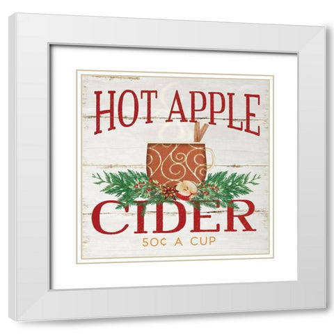 Hot Apple Cider White Modern Wood Framed Art Print with Double Matting by Pugh, Jennifer