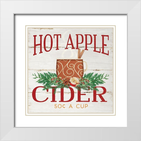 Hot Apple Cider White Modern Wood Framed Art Print with Double Matting by Pugh, Jennifer