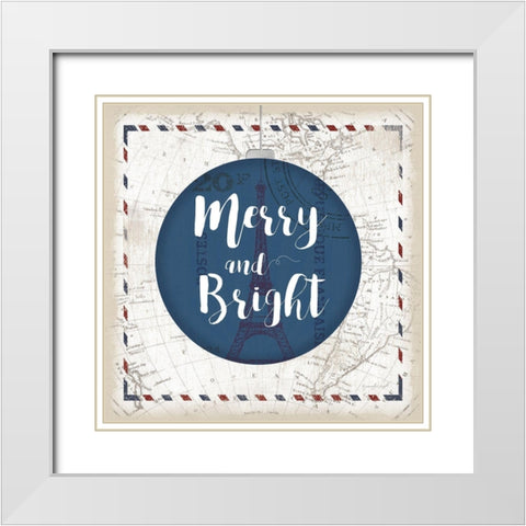 Merry and Bright White Modern Wood Framed Art Print with Double Matting by Pugh, Jennifer