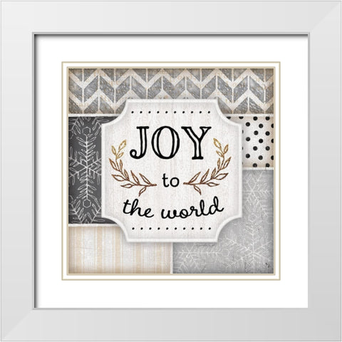 Joy to the World White Modern Wood Framed Art Print with Double Matting by Pugh, Jennifer