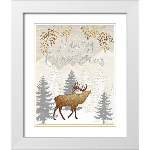 Merry Christmas White Modern Wood Framed Art Print with Double Matting by Pugh, Jennifer
