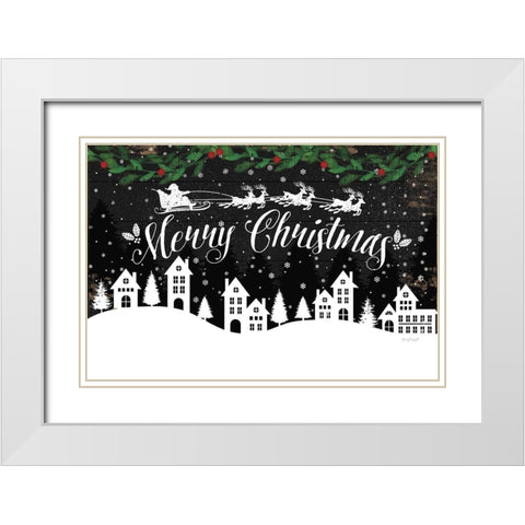 Merry Christmas White Modern Wood Framed Art Print with Double Matting by Pugh, Jennifer