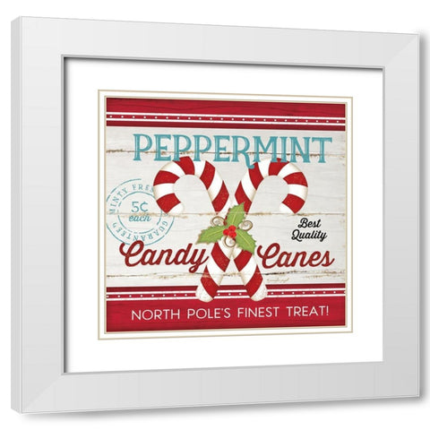 Candy Canes White Modern Wood Framed Art Print with Double Matting by Pugh, Jennifer