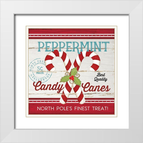 Candy Canes White Modern Wood Framed Art Print with Double Matting by Pugh, Jennifer