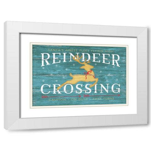 Reindeer Crossing White Modern Wood Framed Art Print with Double Matting by Pugh, Jennifer