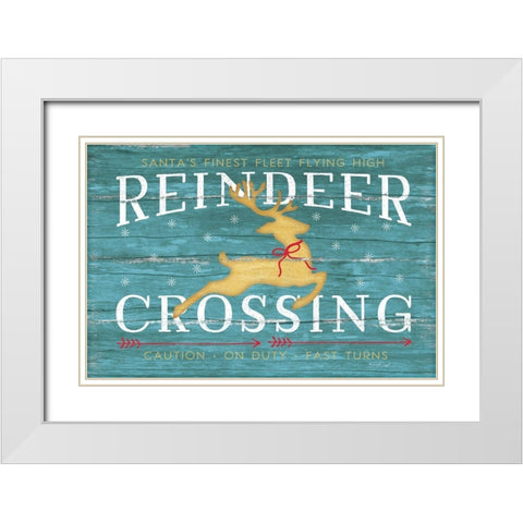 Reindeer Crossing White Modern Wood Framed Art Print with Double Matting by Pugh, Jennifer