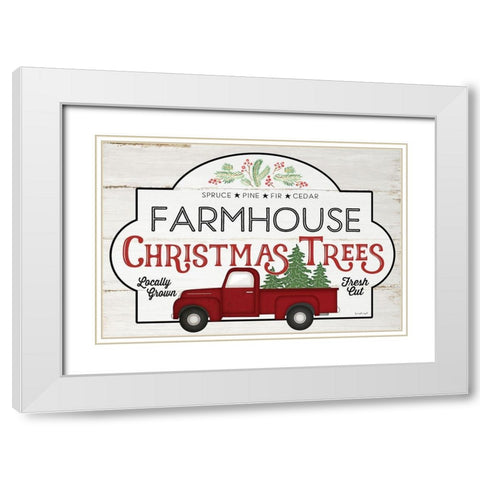 Farmhouse Christmas Trees White Modern Wood Framed Art Print with Double Matting by Pugh, Jennifer