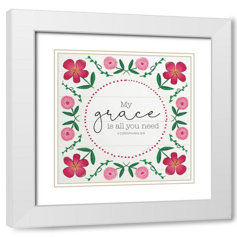 My Grace White Modern Wood Framed Art Print with Double Matting by Pugh, Jennifer