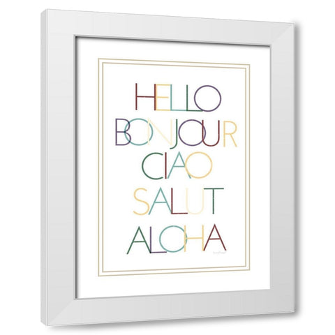 Hello White Modern Wood Framed Art Print with Double Matting by Pugh, Jennifer