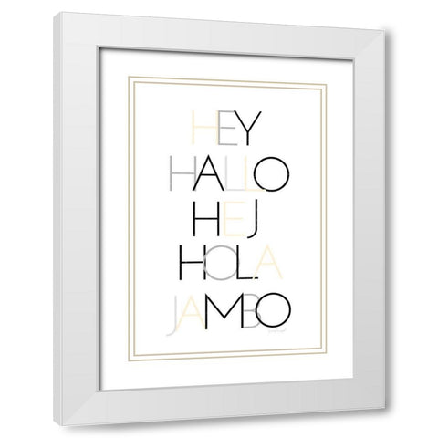 Hello III White Modern Wood Framed Art Print with Double Matting by Pugh, Jennifer