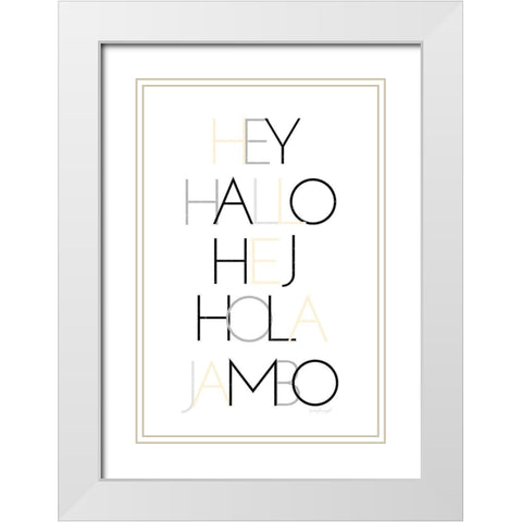 Hello III White Modern Wood Framed Art Print with Double Matting by Pugh, Jennifer