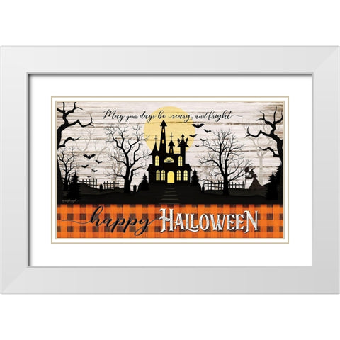 Happy Halloween White Modern Wood Framed Art Print with Double Matting by Pugh, Jennifer