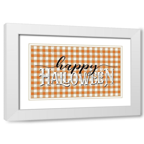 Happy Halloween White Modern Wood Framed Art Print with Double Matting by Pugh, Jennifer