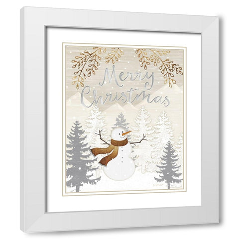 Merry Christmas White Modern Wood Framed Art Print with Double Matting by Pugh, Jennifer