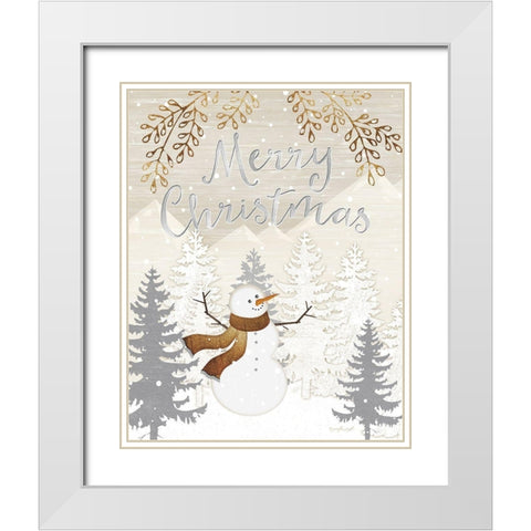 Merry Christmas White Modern Wood Framed Art Print with Double Matting by Pugh, Jennifer