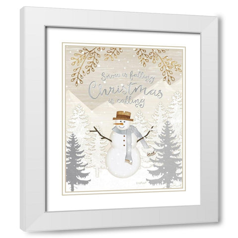 Snow is Falling White Modern Wood Framed Art Print with Double Matting by Pugh, Jennifer