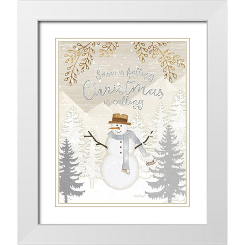 Snow is Falling White Modern Wood Framed Art Print with Double Matting by Pugh, Jennifer