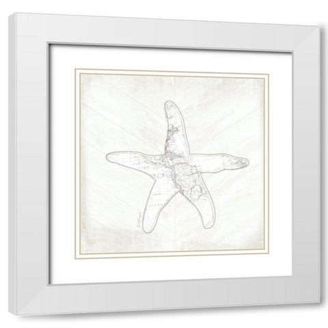 Coastal Starfish White Modern Wood Framed Art Print with Double Matting by Pugh, Jennifer