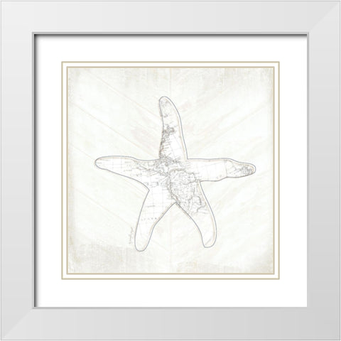 Coastal Starfish White Modern Wood Framed Art Print with Double Matting by Pugh, Jennifer