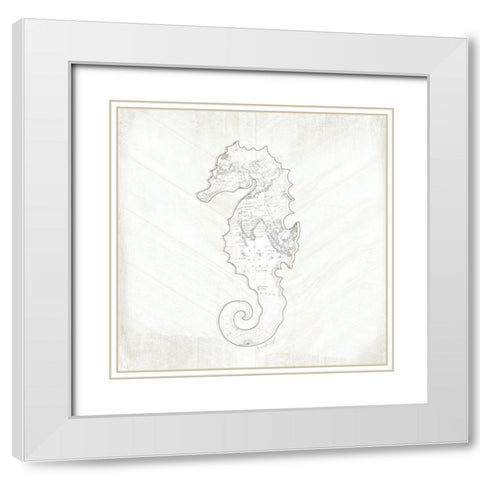 Coastal Seahorse White Modern Wood Framed Art Print with Double Matting by Pugh, Jennifer