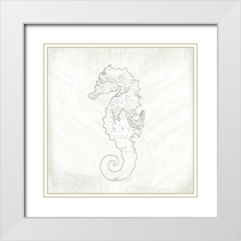 Coastal Seahorse White Modern Wood Framed Art Print with Double Matting by Pugh, Jennifer