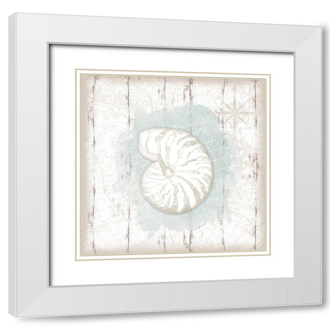 Calming Coastal Shell White Modern Wood Framed Art Print with Double Matting by Pugh, Jennifer