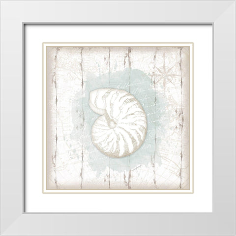 Calming Coastal Shell White Modern Wood Framed Art Print with Double Matting by Pugh, Jennifer