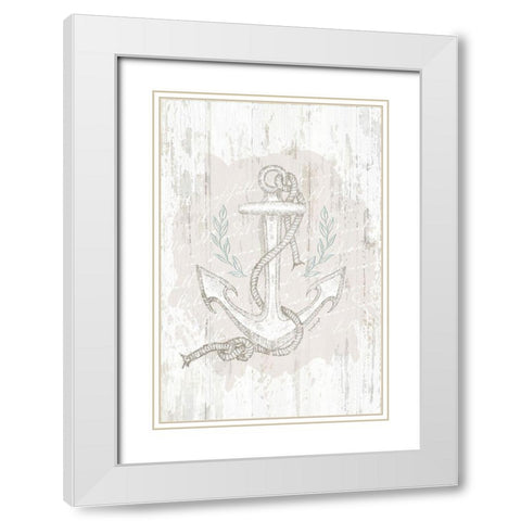 Calming Coastal Anchor White Modern Wood Framed Art Print with Double Matting by Pugh, Jennifer