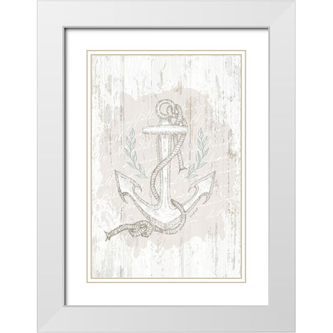 Calming Coastal Anchor White Modern Wood Framed Art Print with Double Matting by Pugh, Jennifer