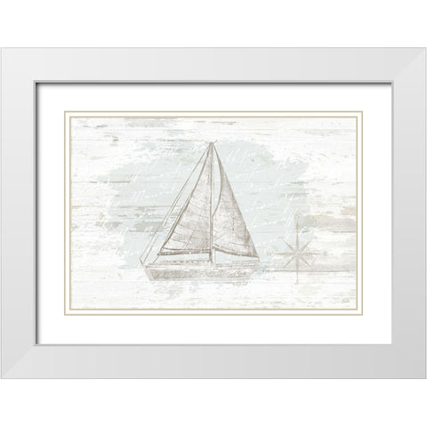 Calming Coastal Sailboat White Modern Wood Framed Art Print with Double Matting by Pugh, Jennifer