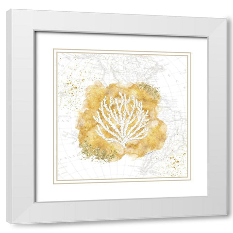 Golden Coral II White Modern Wood Framed Art Print with Double Matting by Pugh, Jennifer