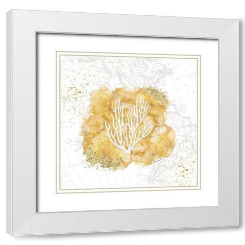 Golden Coral III White Modern Wood Framed Art Print with Double Matting by Pugh, Jennifer