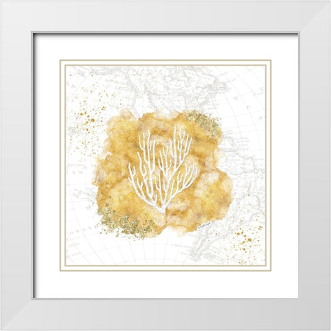 Golden Coral III White Modern Wood Framed Art Print with Double Matting by Pugh, Jennifer