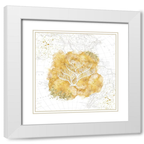 Golden Coral IV White Modern Wood Framed Art Print with Double Matting by Pugh, Jennifer