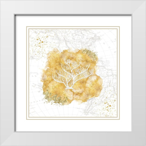 Golden Coral IV White Modern Wood Framed Art Print with Double Matting by Pugh, Jennifer