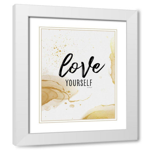 Love Yourself White Modern Wood Framed Art Print with Double Matting by Pugh, Jennifer