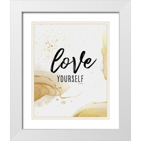 Love Yourself White Modern Wood Framed Art Print with Double Matting by Pugh, Jennifer