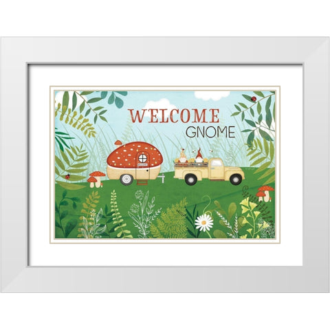 Welcome Gnome White Modern Wood Framed Art Print with Double Matting by Pugh, Jennifer